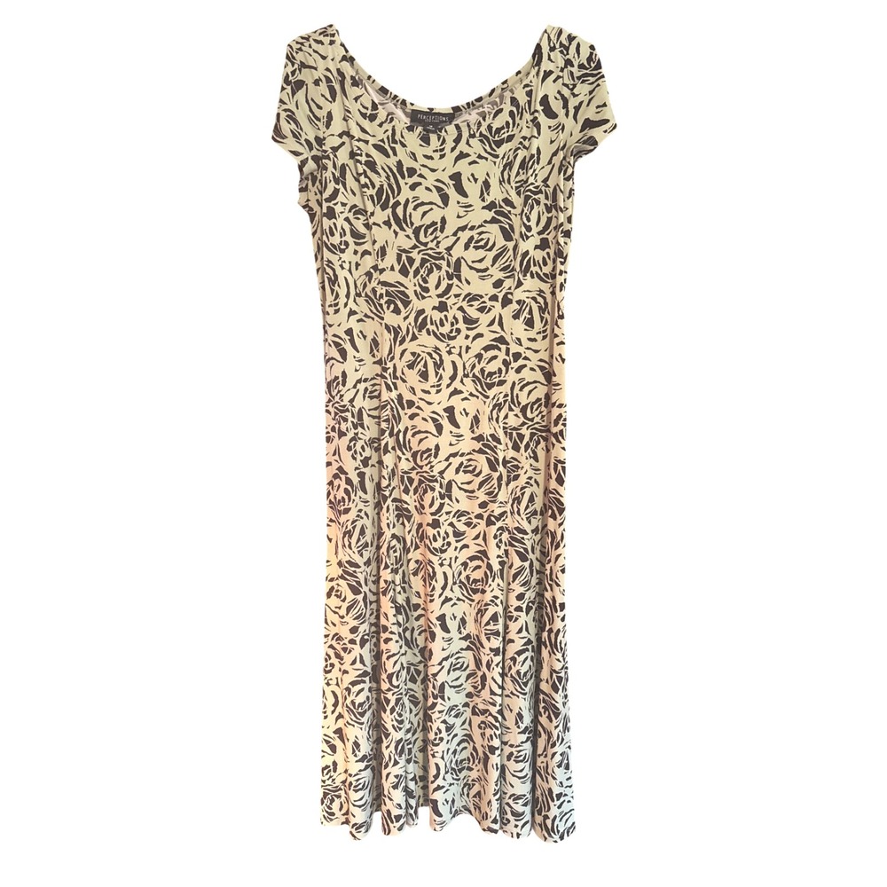 Perceptions New York Women's‎ Floral Print Midi Dress Size 14 Short Sleeve
